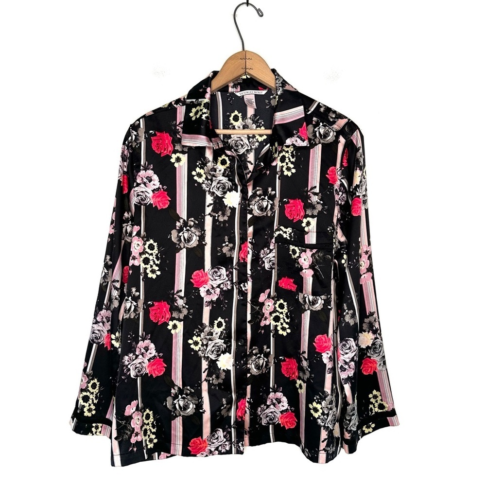 Victoria's Secret | Silky Floral Pajama Button Down Shirt Size Large